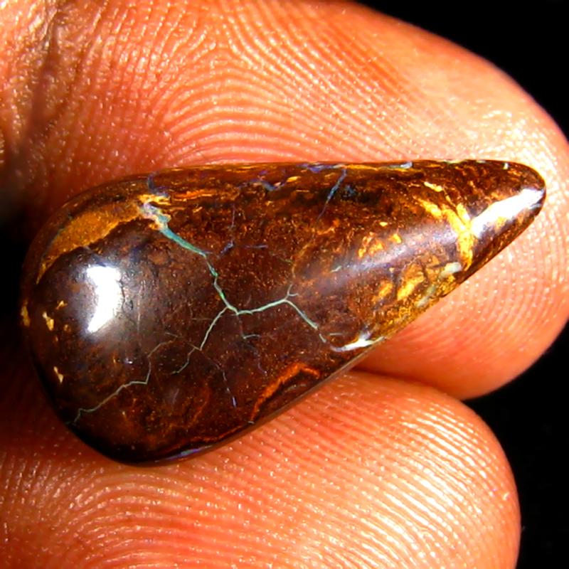 9.87 ct Marvelous Fancy Shape (21 x 11 mm) Multi Color Australian Koroit Boulder Opal Natural Loose Gemstone