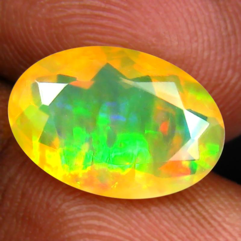 2.75 ct Mesmerizing Oval (13 x 9 mm) Un-Heated Ethiopia Rainbow Opal Loose Gemstone