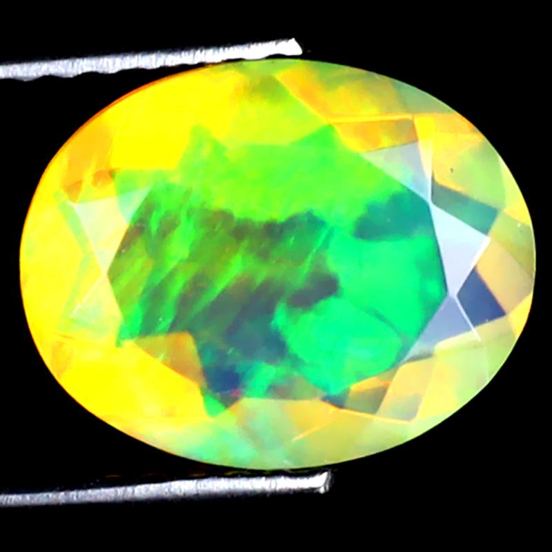 1.84 ct Romantic Oval (11 x 9 mm) Ethiopian 360 Degree Flashing Rainbow Opal Natural Gemstone