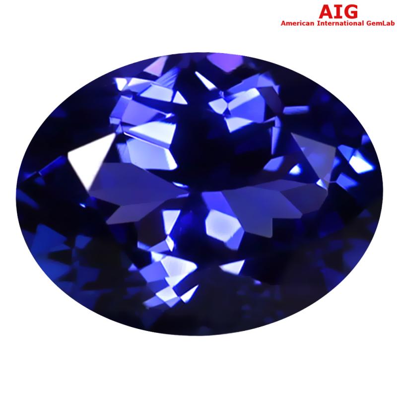 1.73 ct AIG CERTIFIED AAAA GRADE MAGNIFICENT OVAL CUT (9 X 7 MM) D'BLOCK TANZANITE GEMSTONE
