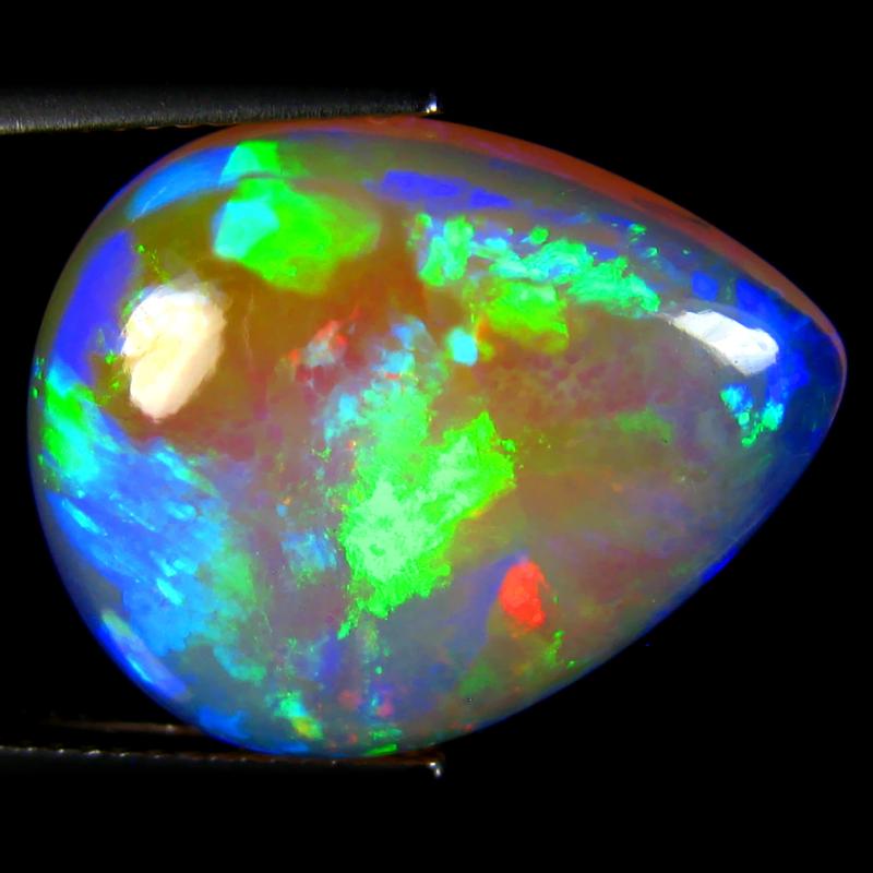 13.52 ct Elegant Pear Cabochon (21 x 17 mm) Flashing 360 Degree Multicolor Rainbow Opal Gemstone
