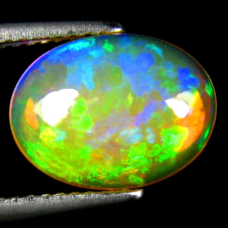 2.41 ct Resplendent Oval Cabochon Cut (12 x 9 mm) Ethiopia Play of Colors Rainbow Opal Natural Gemstone