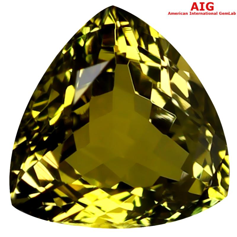 1.95 ct AIG Certified Flashing Trillion Shape (8 x 8 mm) Greenish Yellow Tanzanite Natural Gemstone