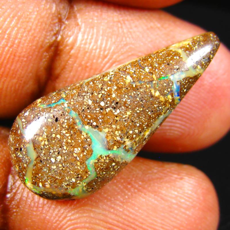 7.94 ct Amazing Fancy Shape (24 x 10 mm) Multi Color Australian Koroit Boulder Opal Natural Loose Gemstone