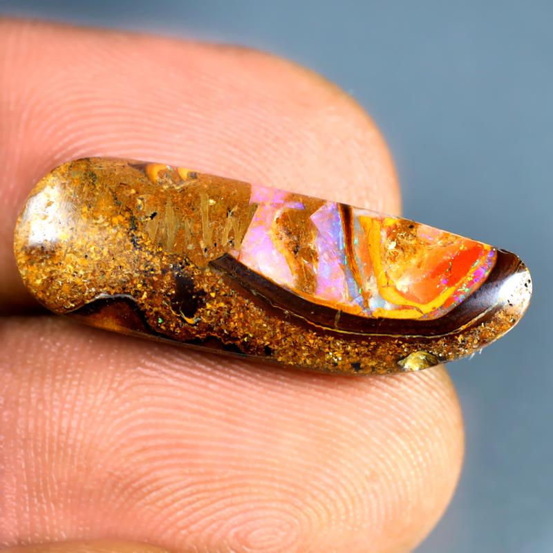 8.30 ct Amazing Fancy Shape (26 x 9 mm) Multi Color Australian Koroit Boulder Opal Natural Loose Gemstone