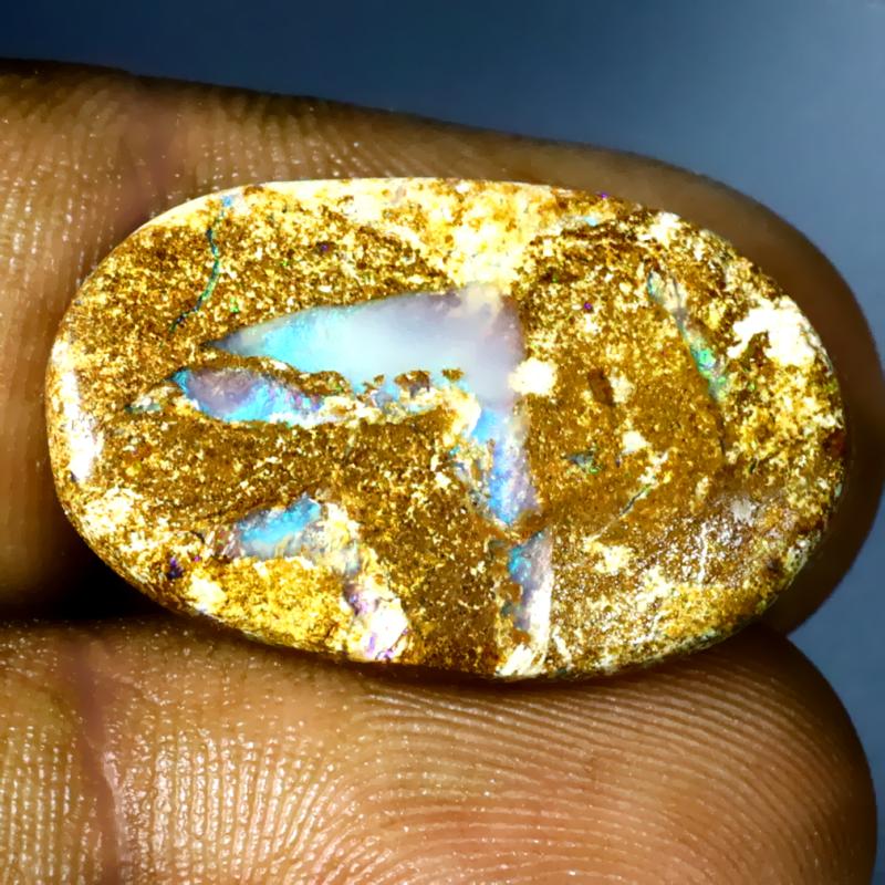 9.77 ct Awe-inspiring Fancy Shape (24 x 15 mm) Multi Color Australian Koroit Boulder Opal Natural Loose Gemstone