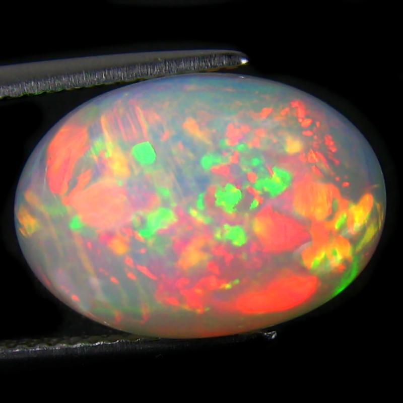 8.03 ct Resplendent Oval Cabochon (15 x 11 mm) Ethiopian 360 Degree Flashing Rainbow Opal Natural Gemstone
