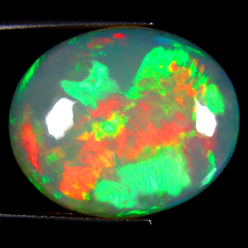 12.74 ct Charming Oval Cabochon (21 x 18 mm) Flashing 360 Degree Multicolor Rainbow Opal Gemstone