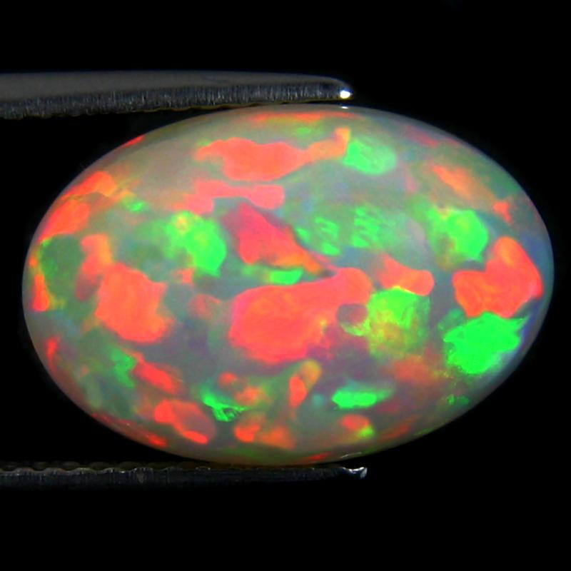 4.63 ct Sparkling Oval Cabochon (15 x 10 mm) Ethiopian 360 Degree Flashing Rainbow Opal Natural Gemstone