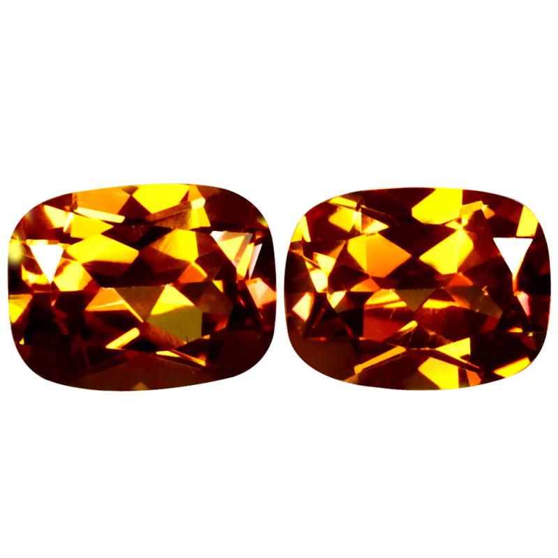 5.21 ct (2pcs) Pleasant MATCHING PAIR Cushion Shape (9 x 7 mm) Autumn's Fire Topaz Natural Gemstone