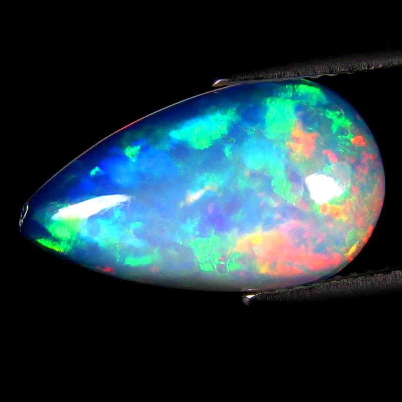 3.43 ct Astonishing Pear Cabochon (17 x 10 mm) Ethiopian 360 Degree Flashing Rainbow Opal Natural Gemstone