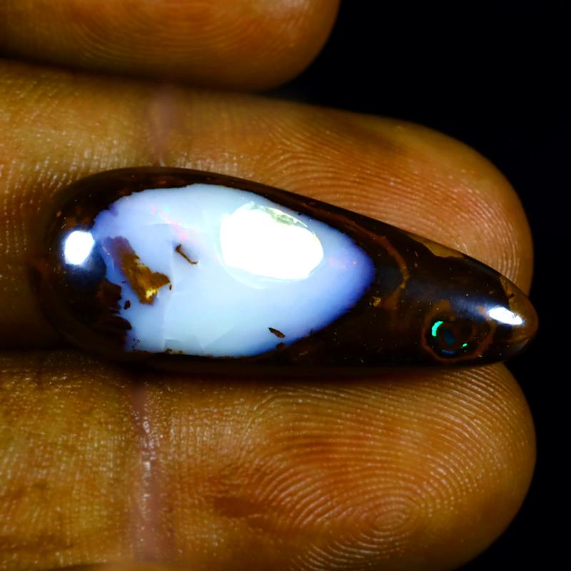 19.63 ct Eye-catching Fancy Shape (30 x 12 mm) Multi Color Australian Koroit Boulder Opal Natural Loose Gemstone