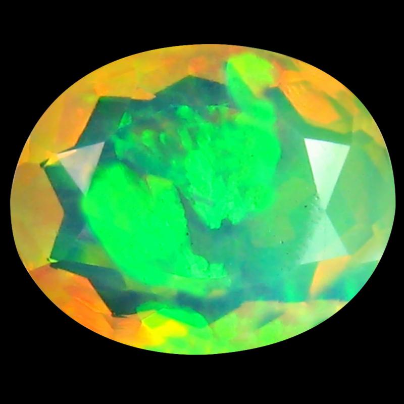 1.25 ct Five-star Oval (10 x 8 mm) Un-Heated Ethiopia Rainbow Opal Loose Gemstone