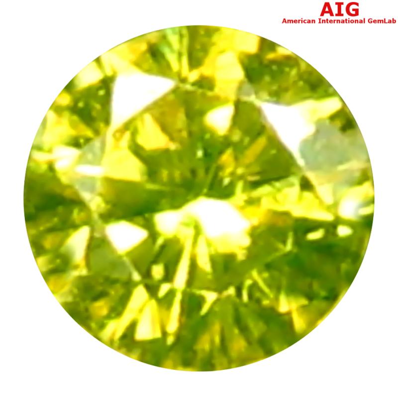 0.06 ct AIG Certified Dazzling Round Shape (3 x 3 mm) Fancy Vivid Yellow Diamond Natural Gemstone