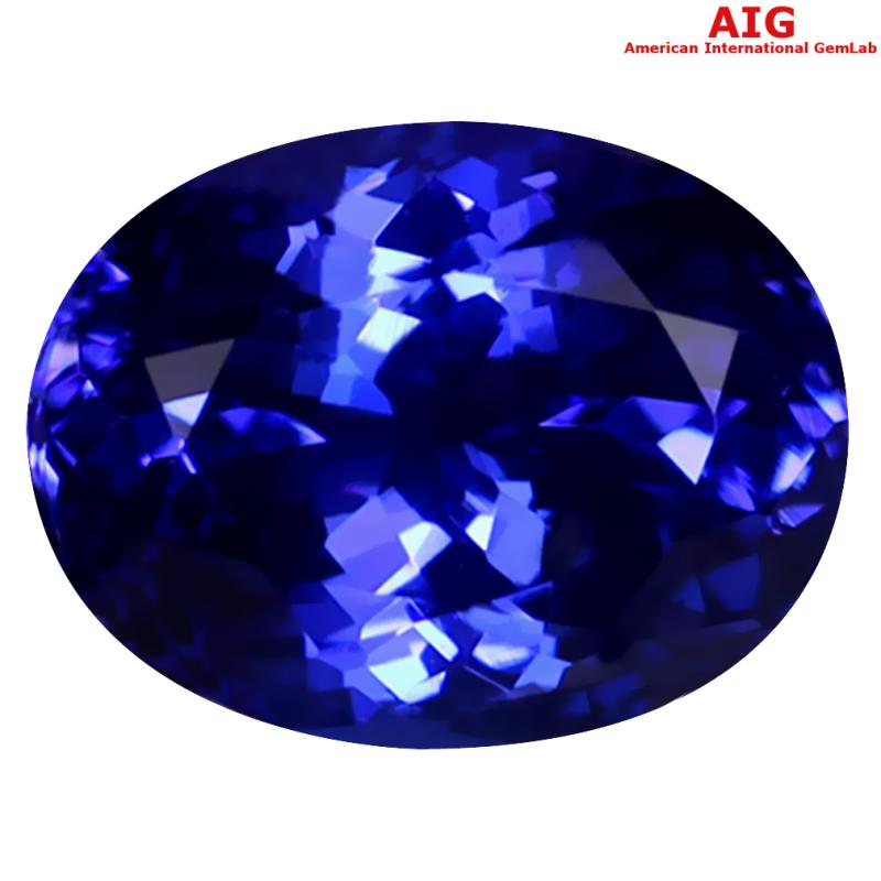 2.12 ct AIG CERTIFIED AAAA GRADE REMARKABLE OVAL CUT (9 X 7 MM) D'BLOCK TANZANITE GEMSTONE
