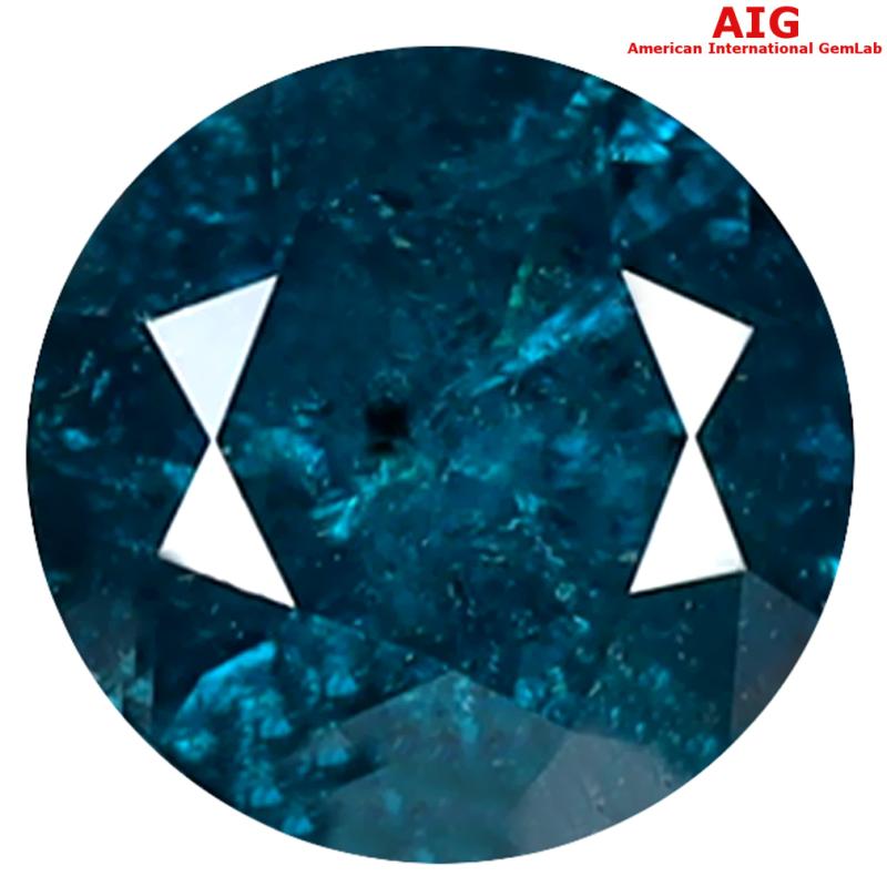 1.02 ct AIG CERTIFIED SPECTACULAR ROUND SHAPE (6 X 6 MM) GENUINE GREENISH BLUE DIAMOND LOOSE STONE