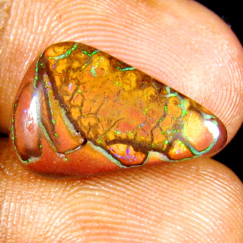 8.19 ct Dazzling Fancy Shape (18 x 11 mm) Multi Color Australian Koroit Boulder Opal Natural Loose Gemstone