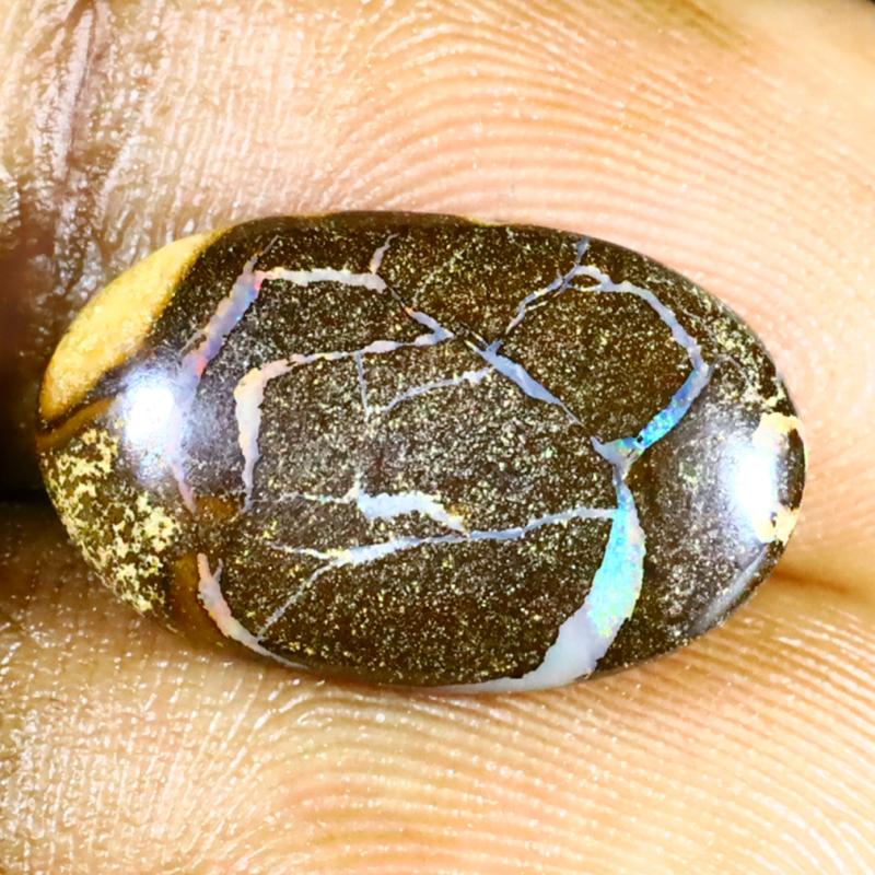 4.92 ct Topnotch Fancy Shape (17 x 10 mm) Multi Color Australian Koroit Boulder Opal Natural Loose Gemstone