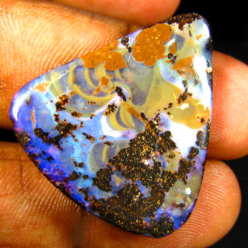 29.29 ct Five-star Fancy Shape (28 x 27 mm) Multi Color Australian Koroit Boulder Opal Natural Loose Gemstone
