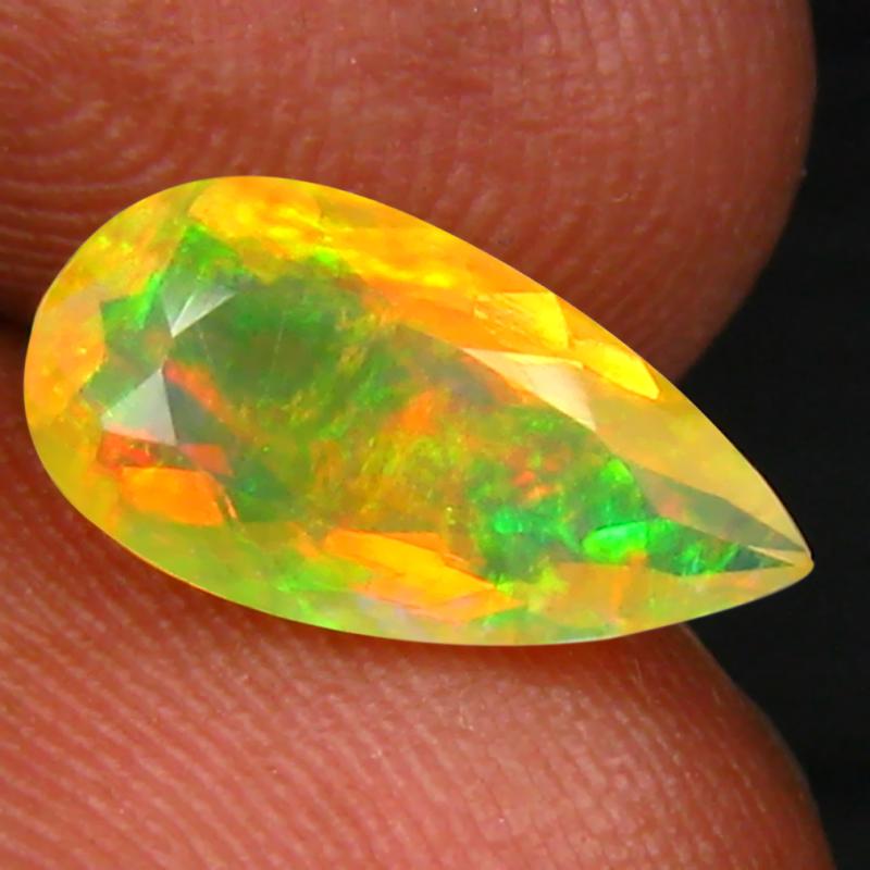 1.22 ct Remarkable Pear (12 x 6 mm) Un-Heated Ethiopia Rainbow Opal Loose Gemstone