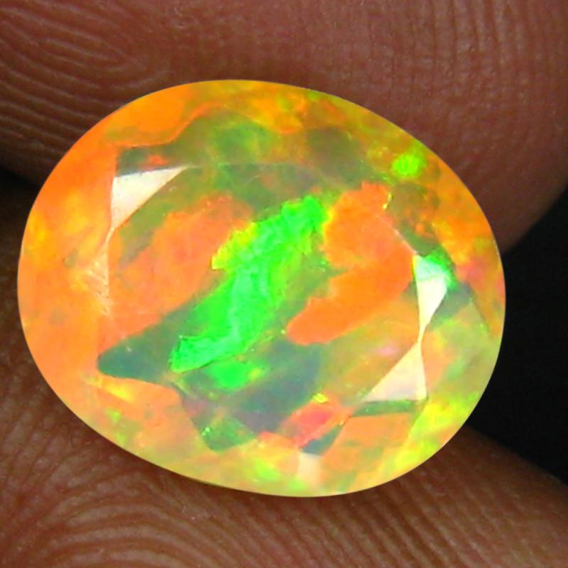 1.83 ct Dazzling Oval (10 x 9 mm) Un-Heated Ethiopia Rainbow Opal Loose Gemstone