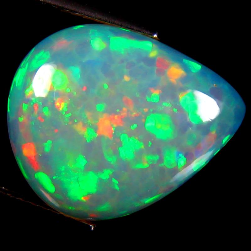 6.83 ct Extraordinary Pear Cabochon (18 x 15 mm) Flashing 360 Degree Multicolor Rainbow Opal Gemstone