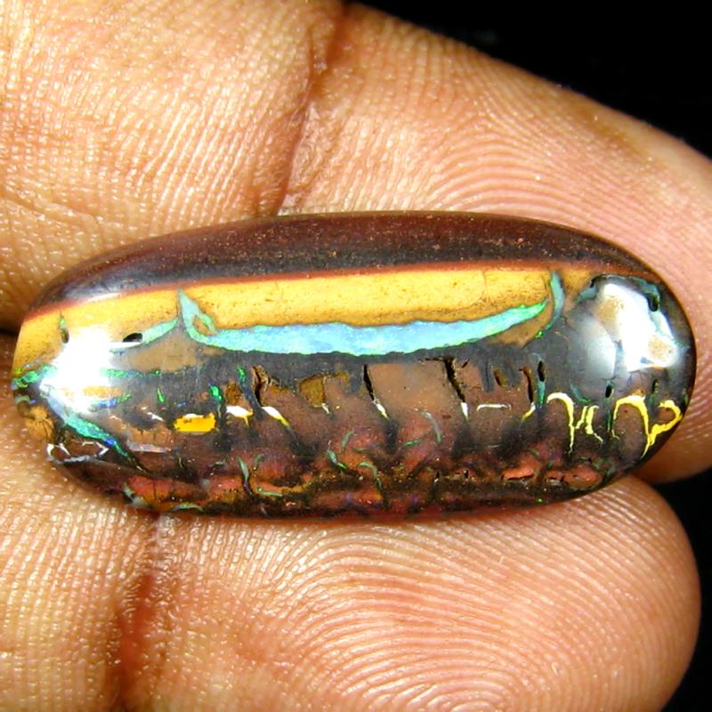 9.31 ct Awe-inspiring Fancy Shape (27 x 12 mm) Multi Color Australian Koroit Boulder Opal Natural Loose Gemstone