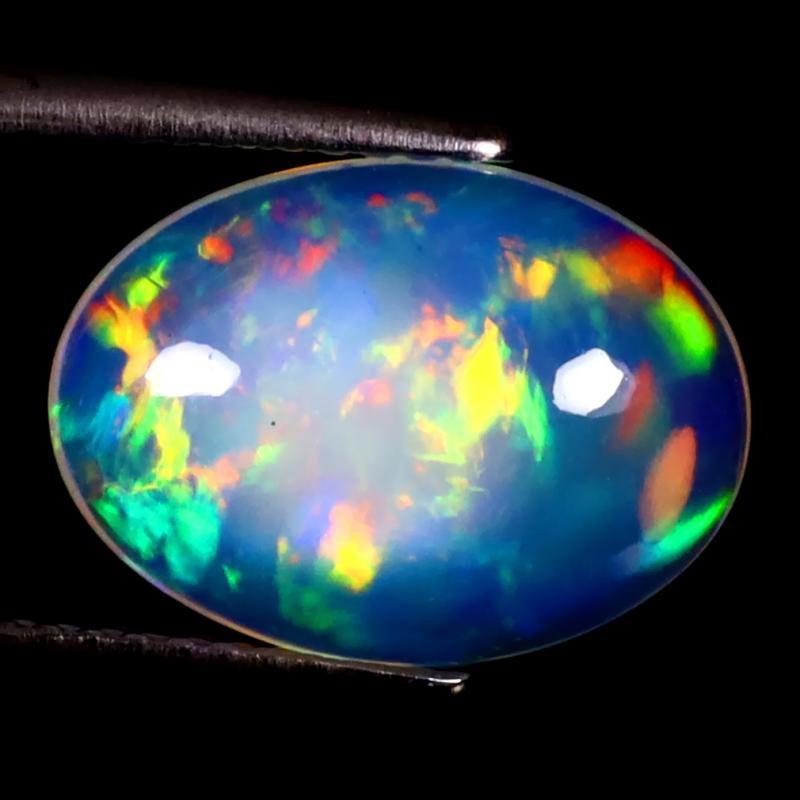 3.41 ct Elegant Oval Cabochon (14 x 10 mm) Ethiopian 360 Degree Flashing Rainbow Opal Natural Gemstone