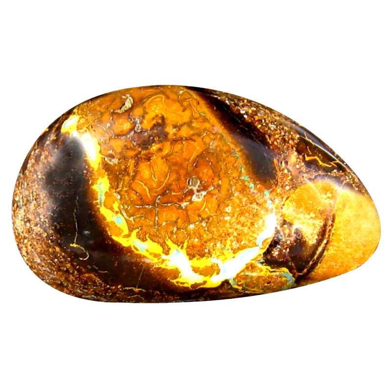 7.03 ct Fabulous Fancy Cabochon Shape (17 x 10 mm) Play of Colors Australian Koroit Boulder Opal Natural Loose Gemstone