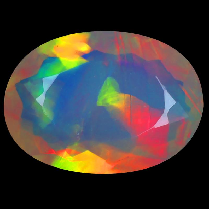 3.94 ct Spectacular Oval (15 x 11 mm) Unheated / Untreated Ethiopia Rainbow Opal Loose Gemstone