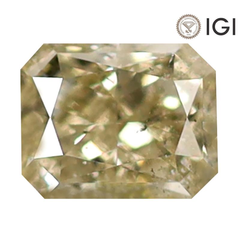 0.64 ct IGI Certified Outstanding Radiant Cut (5 x 4 mm) I2 Clarity Fancy Brownish Yellow Diamond