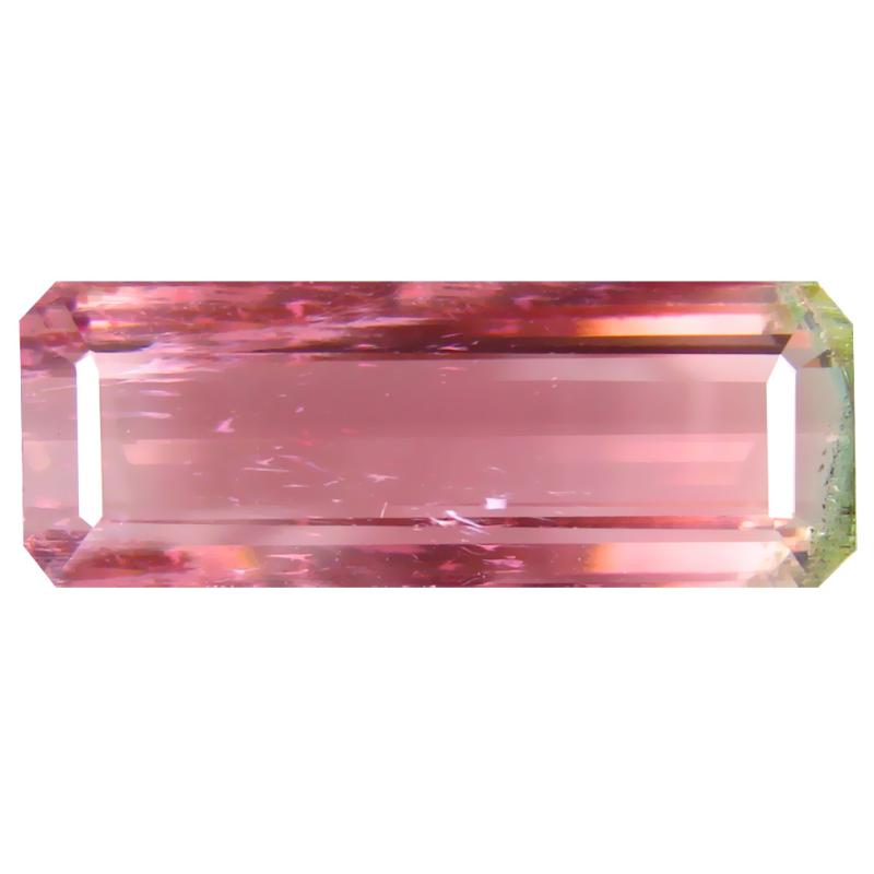 7.60 ct Significant Octagon (20 x 7 mm) Un-Heated Brazil Bi-Color Tourmaline Loose Gemstone