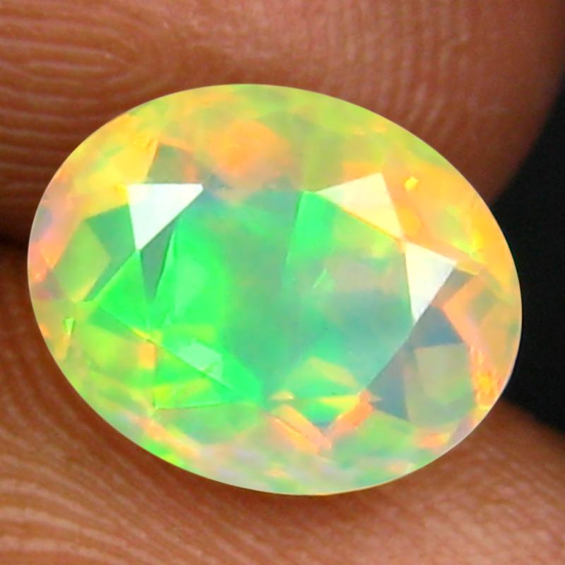 1.62 ct Impressive Oval (9 x 8 mm) Un-Heated Ethiopia Rainbow Opal Loose Gemstone