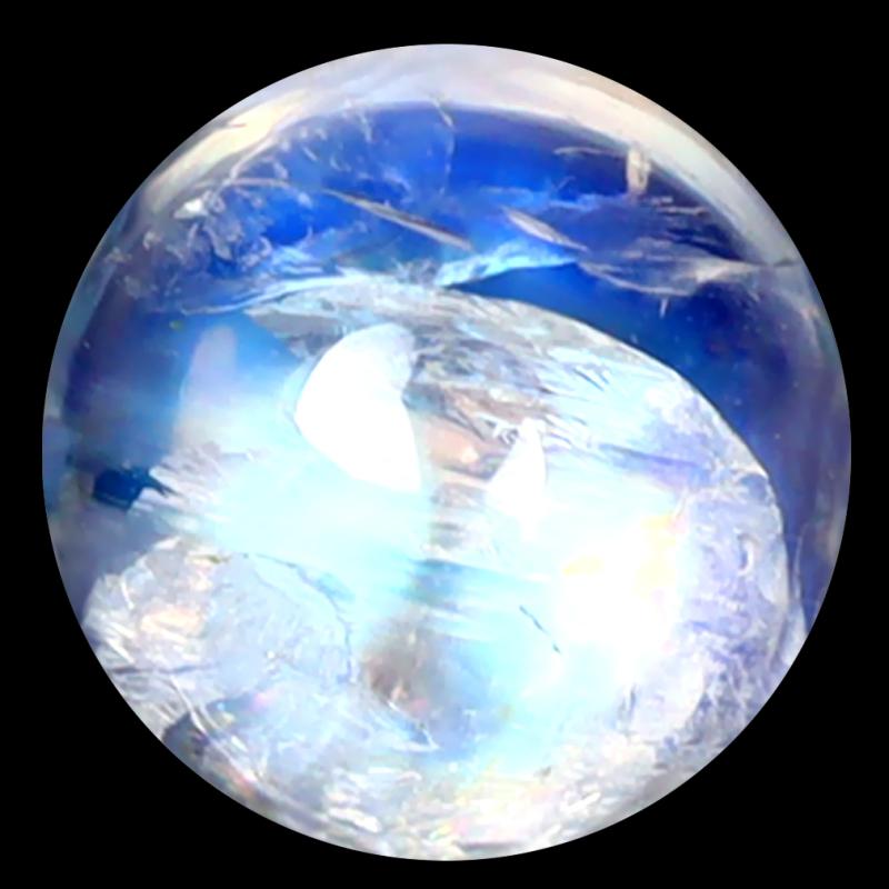 1.66 ct AAA Magnificent fire Round Cabochon Shape (7 x 7 mm) Rainbow Blue Moonstone Natural Gemstone