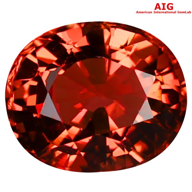 2.76 ct AIG Certified Amazing Oval Shape (9 x 8 mm) Orange Pink Tourmaline Natural Gemstone