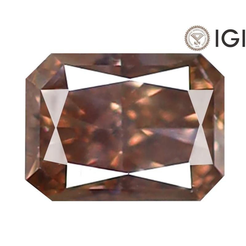 0.35 ct IGI Certified Outstanding Radiant Cut (5 x 3 mm) I1 Clarity Fancy Yellowish Brown Diamond