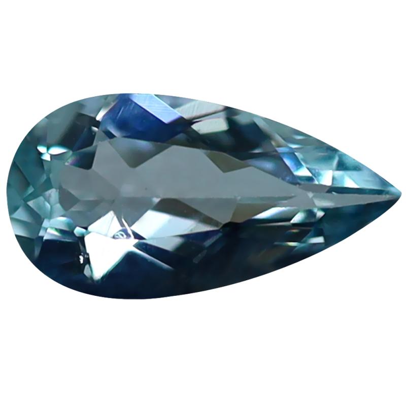0.96 ct World class Pear Cut (10 x 5 mm) Unheated / Untreated Sky Blue Aquamarine Natural Gemstone