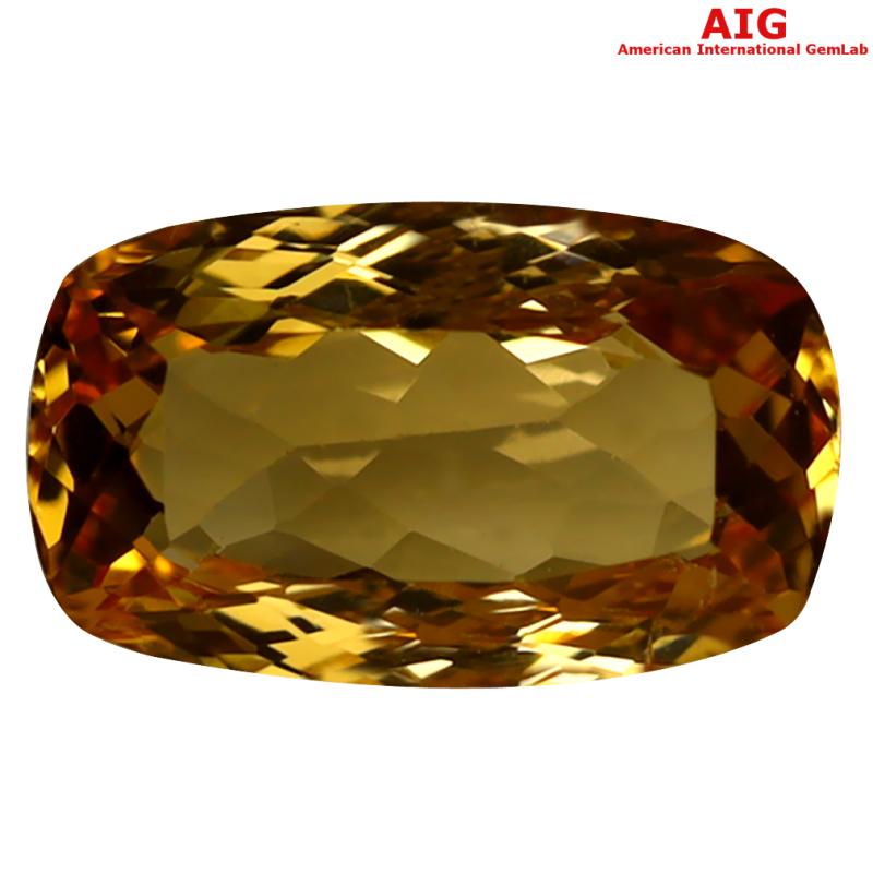 1.71 ct AIG Certified Stunning Cushion Cut (9 x 5 mm) Unheated / Untreated Orange Yellow Imperial Topaz Loose Stone