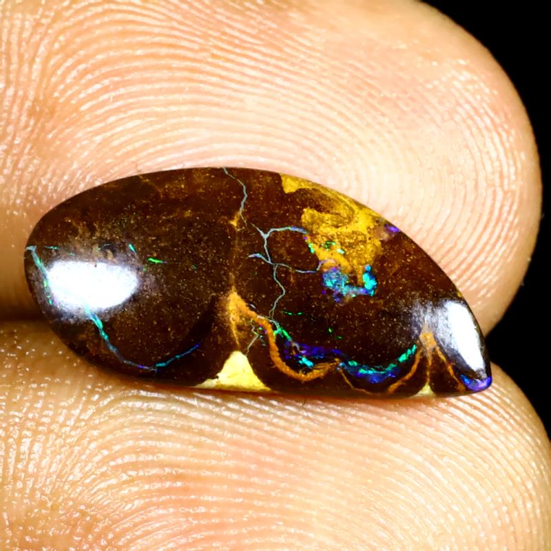 4.26 ct Unbelievable Fancy Shape (18 x 8 mm) Multi Color Australian Koroit Boulder Opal Natural Loose Gemstone
