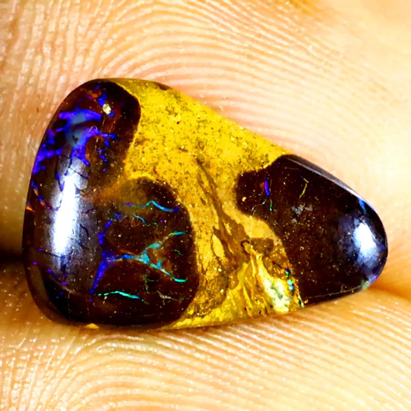 4.99 ct Extraordinary Fancy Shape (15 x 11 mm) Multi Color Australian Koroit Boulder Opal Natural Loose Gemstone
