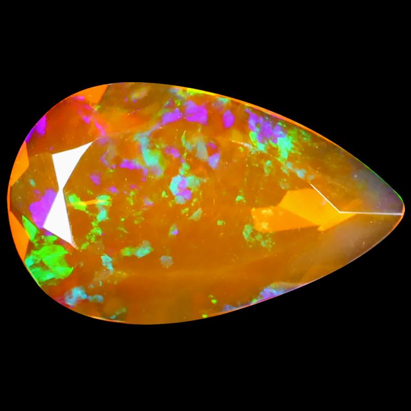 1.86 ct Charming Pear Cut (16 x 10 mm) Heated Natural Orange Fire Opal Loose Gemstone