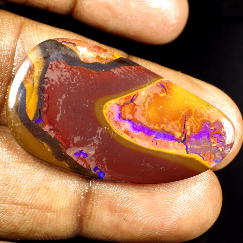 32.51 ct Sparkling Fancy Shape (37 x 20 mm) Multi Color Australian Koroit Boulder Opal Natural Loose Gemstone