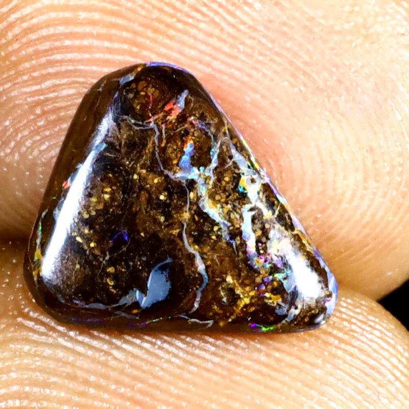 3.17 ct Pleasant Fancy Shape (12 x 10 mm) Multi Color Australian Koroit Boulder Opal Natural Loose Gemstone