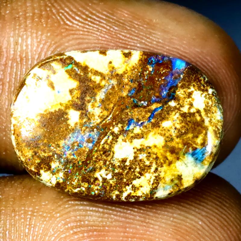8.69 ct Significant Fancy Shape (18 x 13 mm) Multi Color Australian Koroit Boulder Opal Natural Loose Gemstone