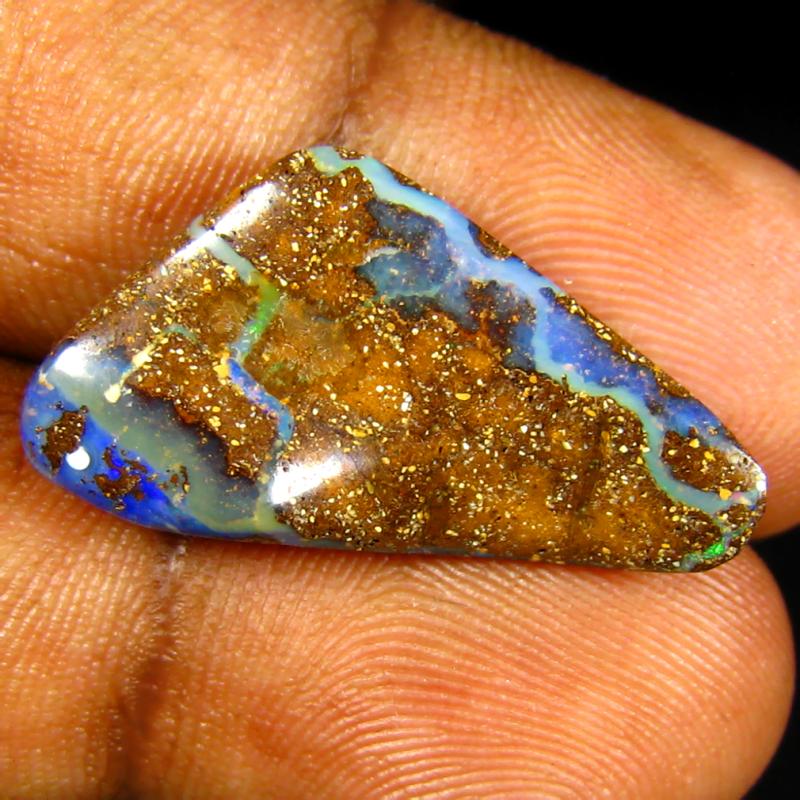 11.63 ct Stunning Fancy Shape (25 x 13 mm) Multi Color Australian Koroit Boulder Opal Natural Loose Gemstone