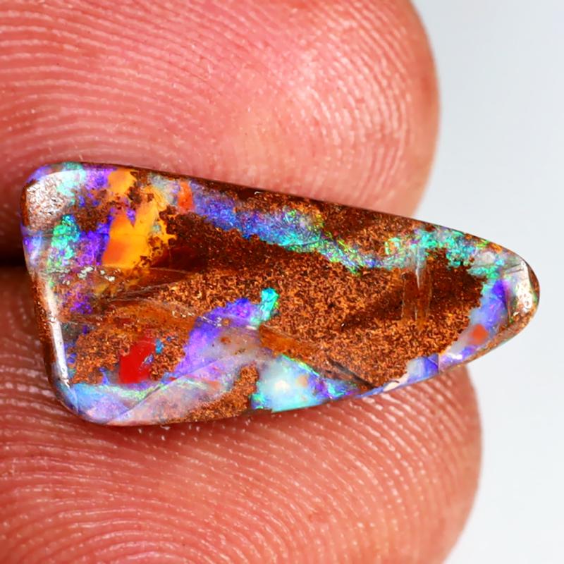 3.78 ct Super-Excellent Fancy Shape (18 x 9 mm) Multi Color Australian Koroit Boulder Opal Natural Loose Gemstone