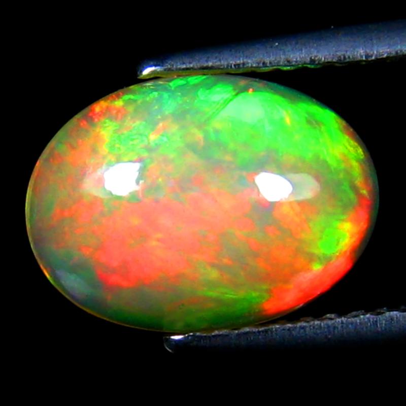 2.11 ct Superior Oval Cabochon Cut (12 x 8 mm) Ethiopia Play of Colors Rainbow Opal Natural Gemstone