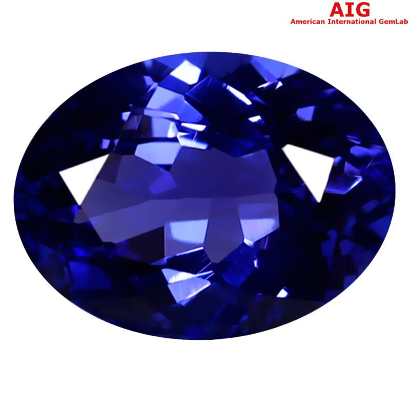 1.81 ct AIG CERTIFIED AAAA GRADE SUPERIOR OVAL CUT (9 X 7 MM) D'BLOCK TANZANITE GEMSTONE