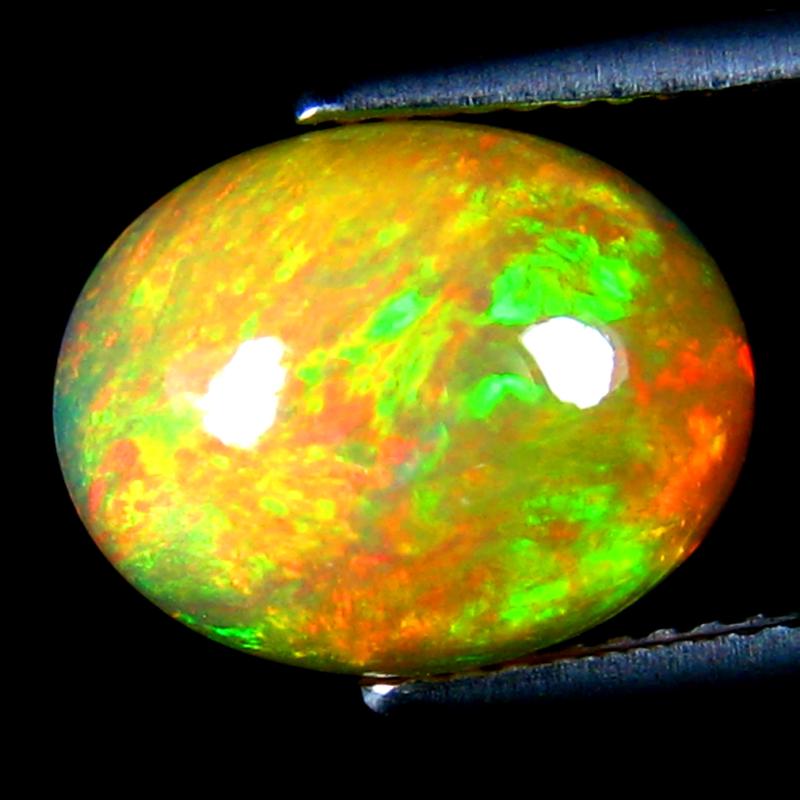 4.00 ct Amazing Oval Cabochon Cut (13 x 10 mm) Ethiopia Play of Colors Rainbow Opal Natural Gemstone
