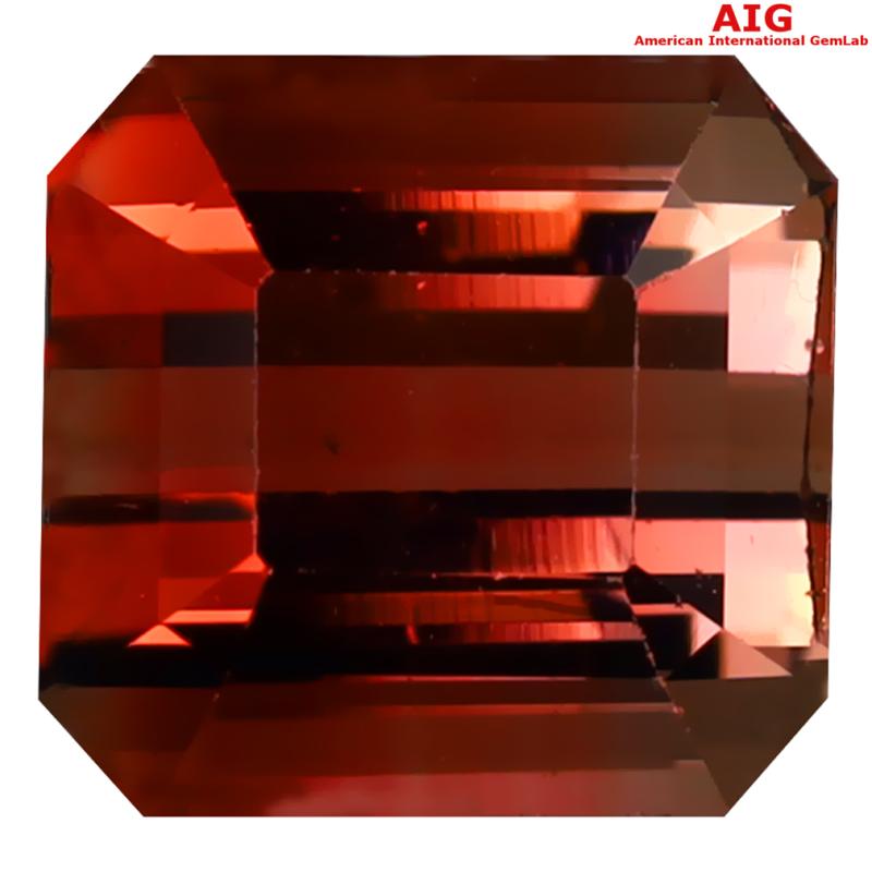 5.77 ct AIG Certified Fabulous Octagon Cut (10 x 10 mm) Unheated / Untreated Orange Pink Tourmaline Loose Stone